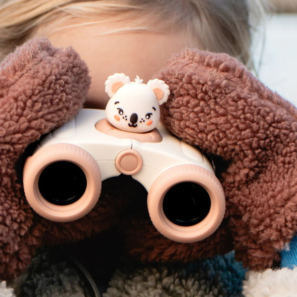 Binóculos Zoo Eyes infantis com ampliação 8x, revestimento em silicone e design divertido para exploração da natureza koala
