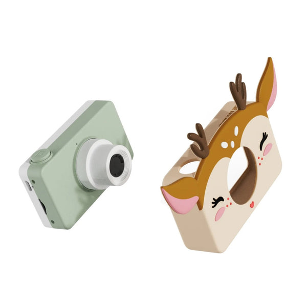Máquina fotográfica infantil Zoofamily Friends com ecrã de 2 polegadas, capa protetora em silicone e cartão de memória de 32 GB para fotografias e vídeos deer