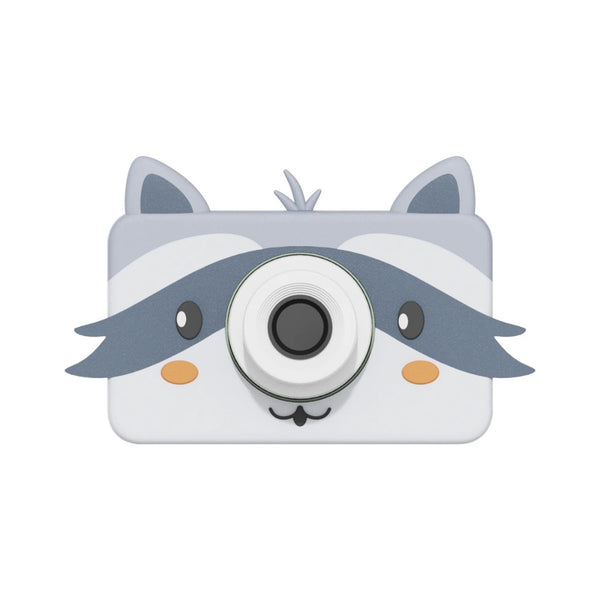 Máquina fotográfica infantil Zoofamily Friends com ecrã de 2 polegadas, capa protetora em silicone e cartão de memória de 32 GB para fotografias e vídeos racoon
