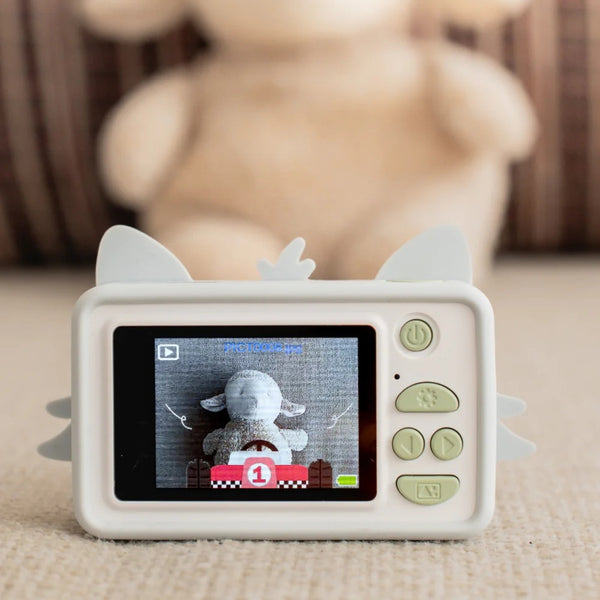 Máquina fotográfica infantil Zoofamily Friends com ecrã de 2 polegadas, capa protetora em silicone e cartão de memória de 32 GB para fotografias e vídeos racoon