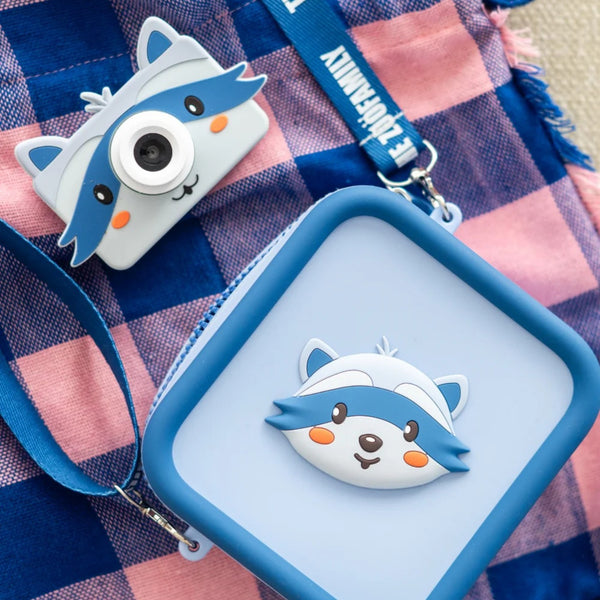 Máquina fotográfica infantil Zoofamily Friends com ecrã de 2 polegadas, capa protetora em silicone e cartão de memória de 32 GB para fotografias e vídeos racoon