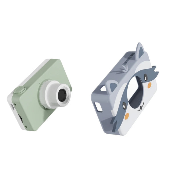 Máquina fotográfica infantil Zoofamily Friends com ecrã de 2 polegadas, capa protetora em silicone e cartão de memória de 32 GB para fotografias e vídeos racoon