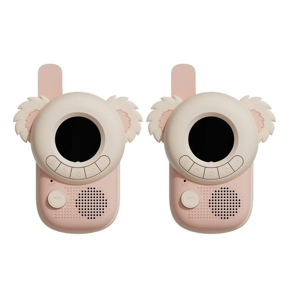 Walkie Talkie Zoo para crianças com ecrã digital, lanterna integrada e alcance até 3 km para aventuras ao ar livre koala