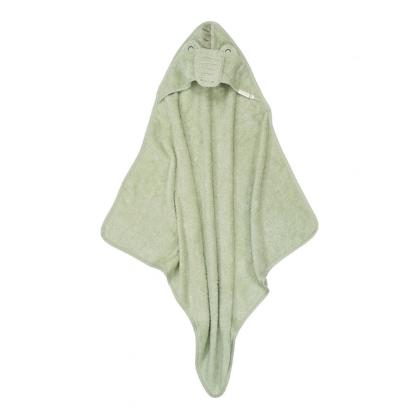 Toalha de Banho Little Dutch em 100% algodão orgânico com capuz de animal, disponível nos designs Crocodile.