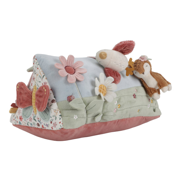 Triângulo de Atividades macio para bebé desde o nascimento, com estímulos visuais, táteis e sonoros para as primeiras brincadeiras. Fairy Garden