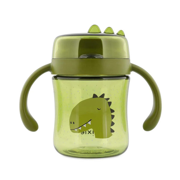 Copo 360º Trixie em Tritan para bebé, com sistema anti-derrame, resistente e fácil de segurar para aprendizagem autónoma da bebida verde mr dino