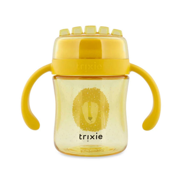 Copo 360º Trixie em Tritan para bebé, com sistema anti-derrame, resistente e fácil de segurar para aprendizagem autónoma da bebida amarelo Mr Lion