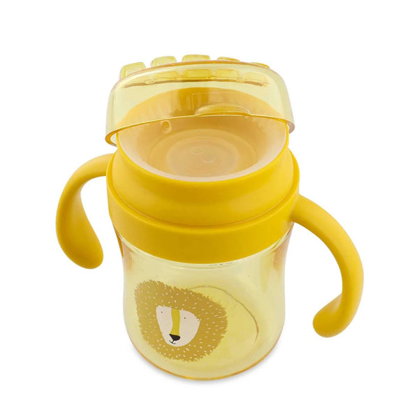 Copo 360º Trixie em Tritan para bebé, com sistema anti-derrame, resistente e fácil de segurar para aprendizagem autónoma da bebida amarelo Mr Lion