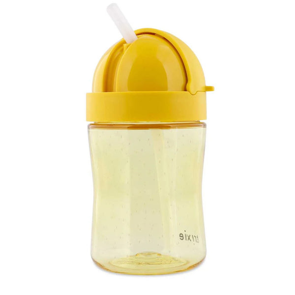 Copo com palhinha Trixie em Tritan para bebé, com sistema anti-derrame, tampa protetora e palhinha em silicone macia cor amarelo lion