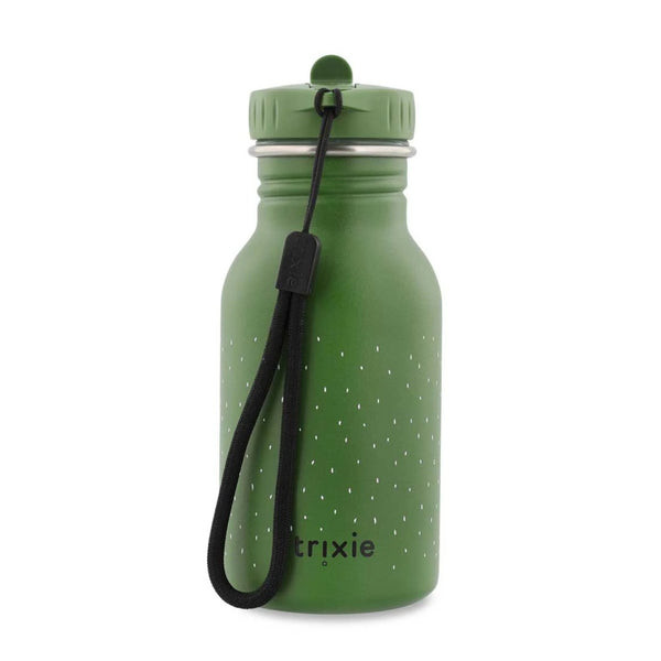 Garrafa de água infantil Trixie em aço inoxidável com tampa de abertura fácil, alça de transporte e design divertido para crianças crocodilo