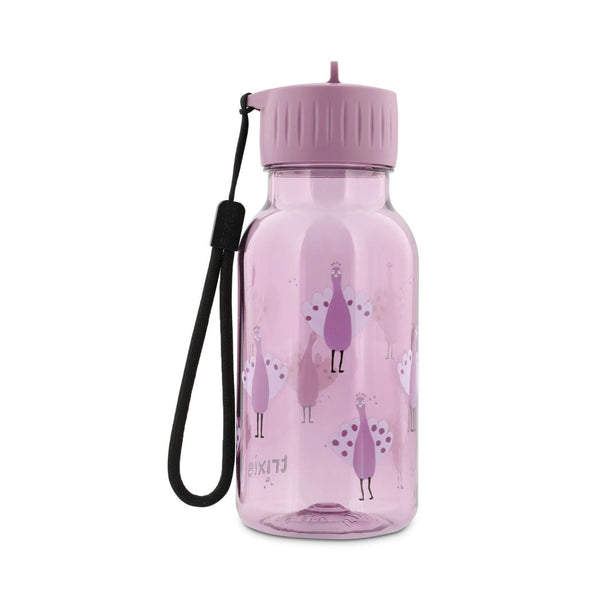 Garrafa infantil de Tritan 350 ml com sistema anti-fugas, bocal de fácil utilização e pega de transporte, ideal para escola, passeios e atividades diárias Peacock