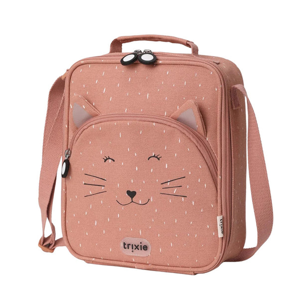 Lancheira térmica Trixie infantil com tiracolo ajustável, compartimento isotérmico e bolso frontal para snacks e acessórios mr cat