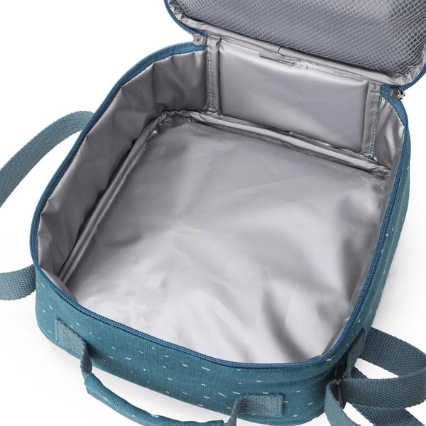 Lancheira térmica Trixie infantil com tiracolo ajustável, compartimento isotérmico e bolso frontal para snacks e acessórios mrs triceratops