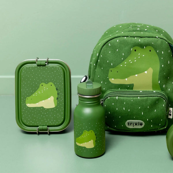 Marmita metálica pequena infantil em aço inoxidável com fechos de silicone, ideal para snacks e pequenas refeições na escola ou passeios
Mr Alligator