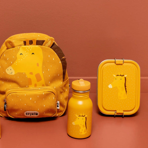 Marmita metálica pequena infantil em aço inoxidável com fechos de silicone, ideal para snacks e pequenas refeições na escola ou passeios
Mr Giraffe