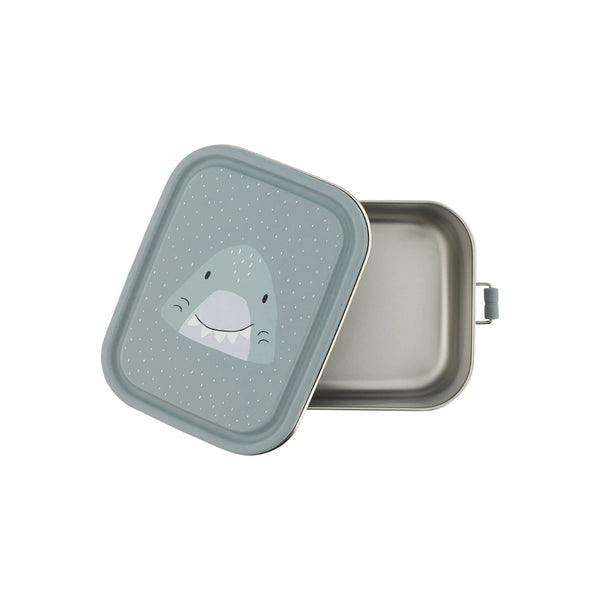 Marmita metálica pequena infantil em aço inoxidável com fechos de silicone, ideal para snacks e pequenas refeições na escola ou passeios
Mr Shark