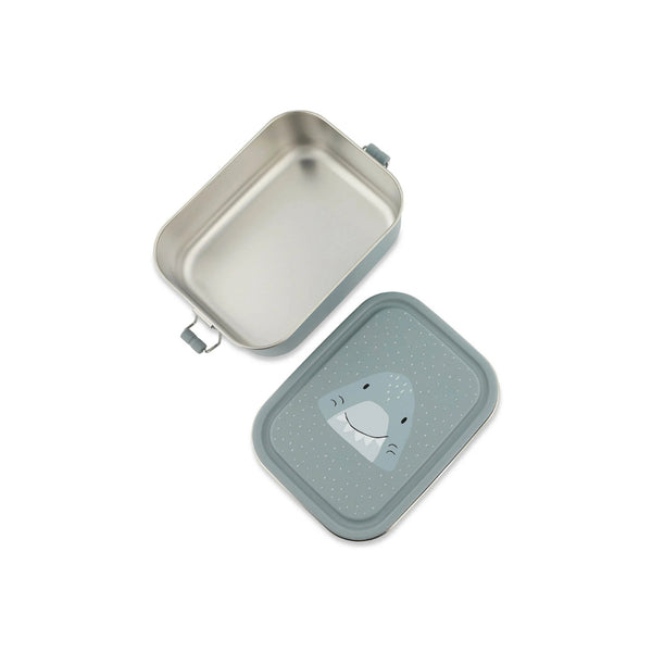 Marmita metálica pequena infantil em aço inoxidável com fechos de silicone, ideal para snacks e pequenas refeições na escola ou passeios
Mr Shark