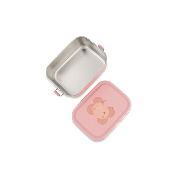 Marmita metálica pequena infantil em aço inoxidável com fechos de silicone, ideal para snacks e pequenas refeições na escola ou passeios
Mrs Butterfly