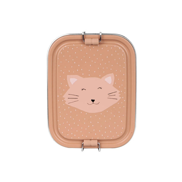 Marmita metálica pequena infantil em aço inoxidável com fechos de silicone, ideal para snacks e pequenas refeições na escola ou passeios
Mrs Cat