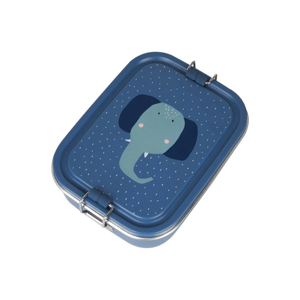 Marmita metálica pequena infantil em aço inoxidável com fechos de silicone, ideal para snacks e pequenas refeições na escola ou passeios
Mrs Elephant