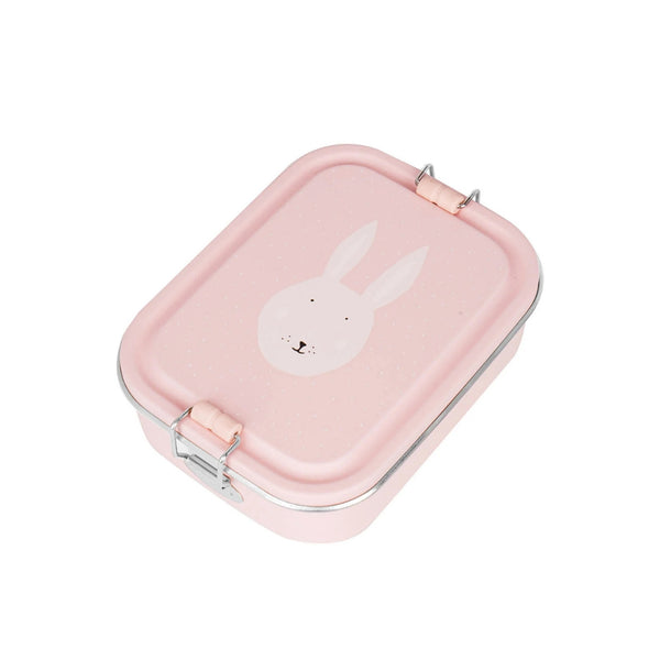Marmita metálica pequena infantil em aço inoxidável com fechos de silicone, ideal para snacks e pequenas refeições na escola ou passeios
Mrs Rabbit
