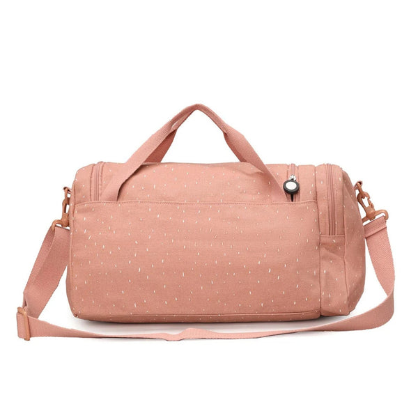 Saco de desporto infantil Trixie com compartimento espaçoso, bolso lateral com fecho, alça de ombro removível e materiais reciclados rosa seco