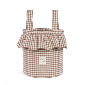 Mala Bucket Praliné Vichy Walking Mum resistente à água com fixação ao carrinho, ideal para transportar os essenciais do bebé durante os passeios. Vermelho