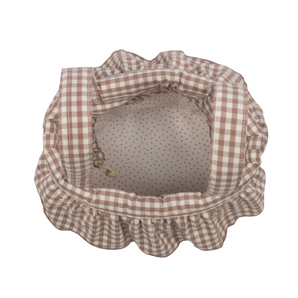 Mala Bucket Praliné Vichy Walking Mum resistente à água com fixação ao carrinho, ideal para transportar os essenciais do bebé durante os passeios. Vermelho