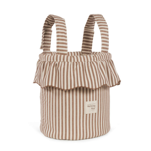 Mala Bucket Praliné Stripes Walking Mum resistente à água com fixação ao carrinho, ideal para transportar os essenciais do bebé durante os passeios. Vermelho