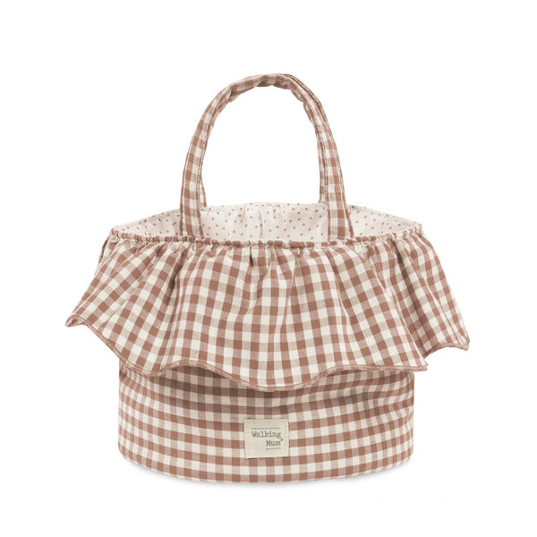 Cesto organizador da walking mum modelo praline vichy na cor moka - vermelho
