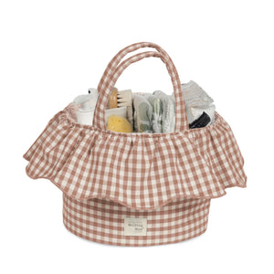 Cesto organizador da walking mum modelo praline vichy na cor moka - vermelho