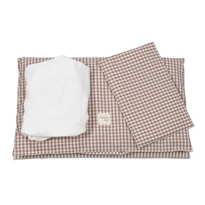 Conjunto para mini berço da walking mum modelo praline na cor moka - vermelho