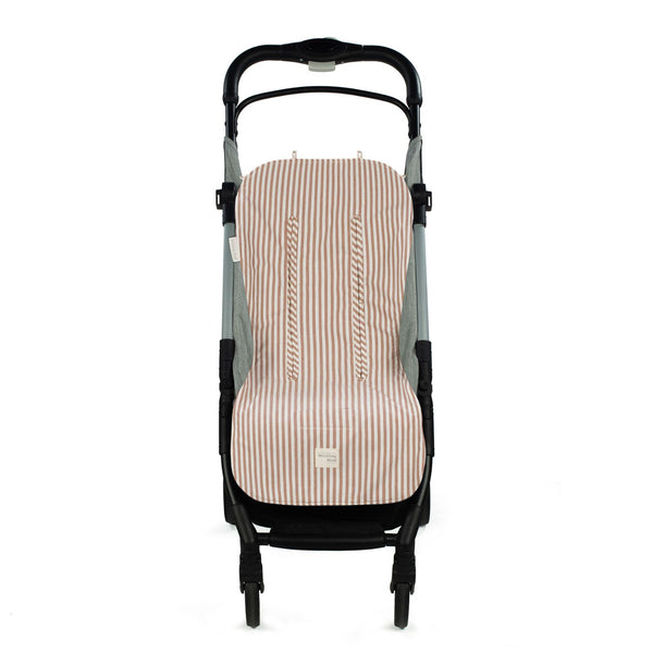 Forra universal para carrinho de bebé da walking mum modelo praline strips na cor moka - vermelho