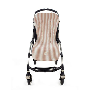 Forra universal para carrinho de bebé da walking mum modelo praline strips na cor moka - vermelho