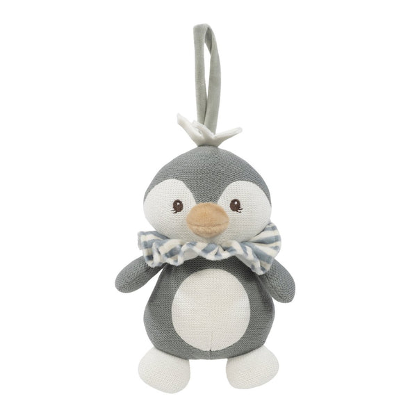 Peluche Musical Pinguim Praliné Mocha Walking Mum com melodia suave, tecido macio e fita de fixação, ideal para acalmar o bebé desde o nascimento verde.
