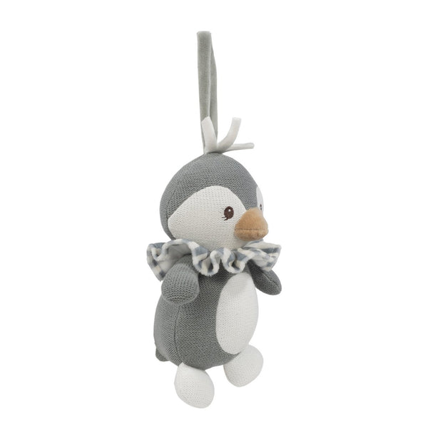 Peluche Musical Pinguim Praliné Mocha Walking Mum com melodia suave, tecido macio e fita de fixação, ideal para acalmar o bebé desde o nascimento verde.