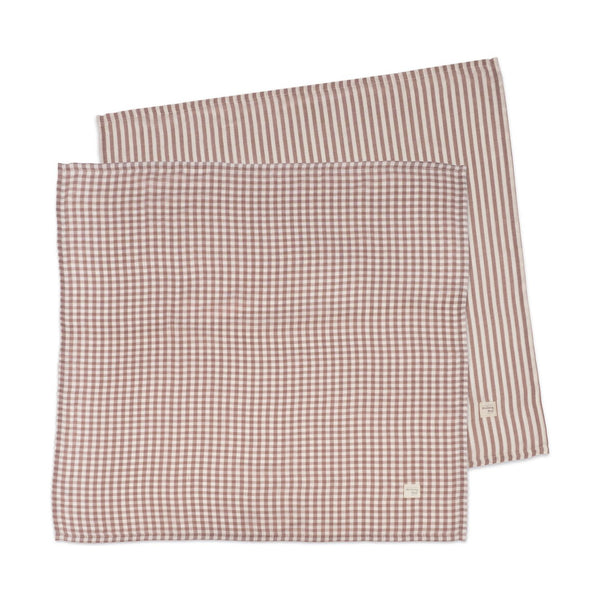 Pack de 2 Musselinas Praliné Walking Mum 70x70 cm em bambu e algodão, macias, respiráveis e ideais para envolver o bebé, passeios e amamentação. Vermelho