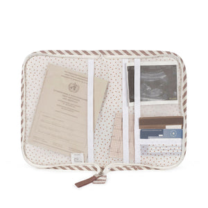 Porta documentos da walking mum modelo praline strips na cor moka - vermelho