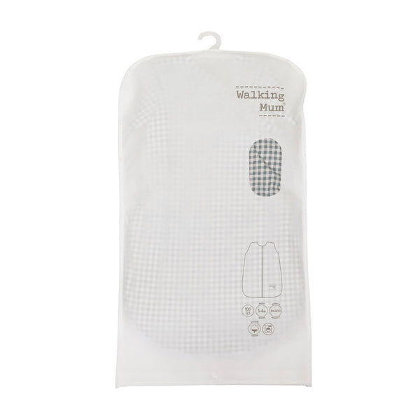 Saco de Dormir de Verão Praliné Walking Mum em 100% algodão TOG 0.5, ideal para proporcionar noites frescas, confortáveis e seguras ao bebé durante o verão. Verde.
